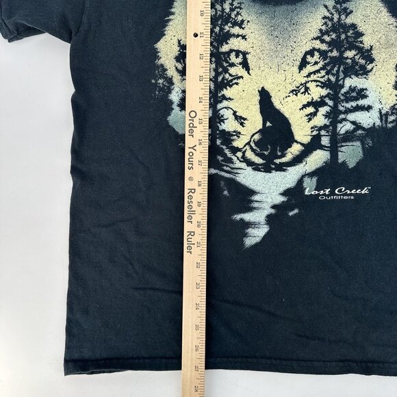 Vintage Lost Creek Outfitters T-Shirt Forest Wolf Graphic Tee Outdoors Black Lar - Picture 2 of 8